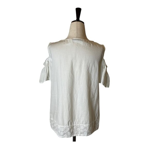 Zara White Cotton Lace Cut Out Cold Shoulder Blouse Size XS‎ - Picture 3 of 10